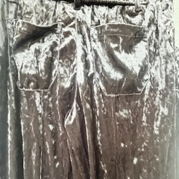 NWOT Mocha Crushed Velvet Velour Very Soft Relaxed Fit Joggers Pants - Picture 10 of 14